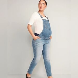 Maternity side-panel straight jean overalls. Size 10 long